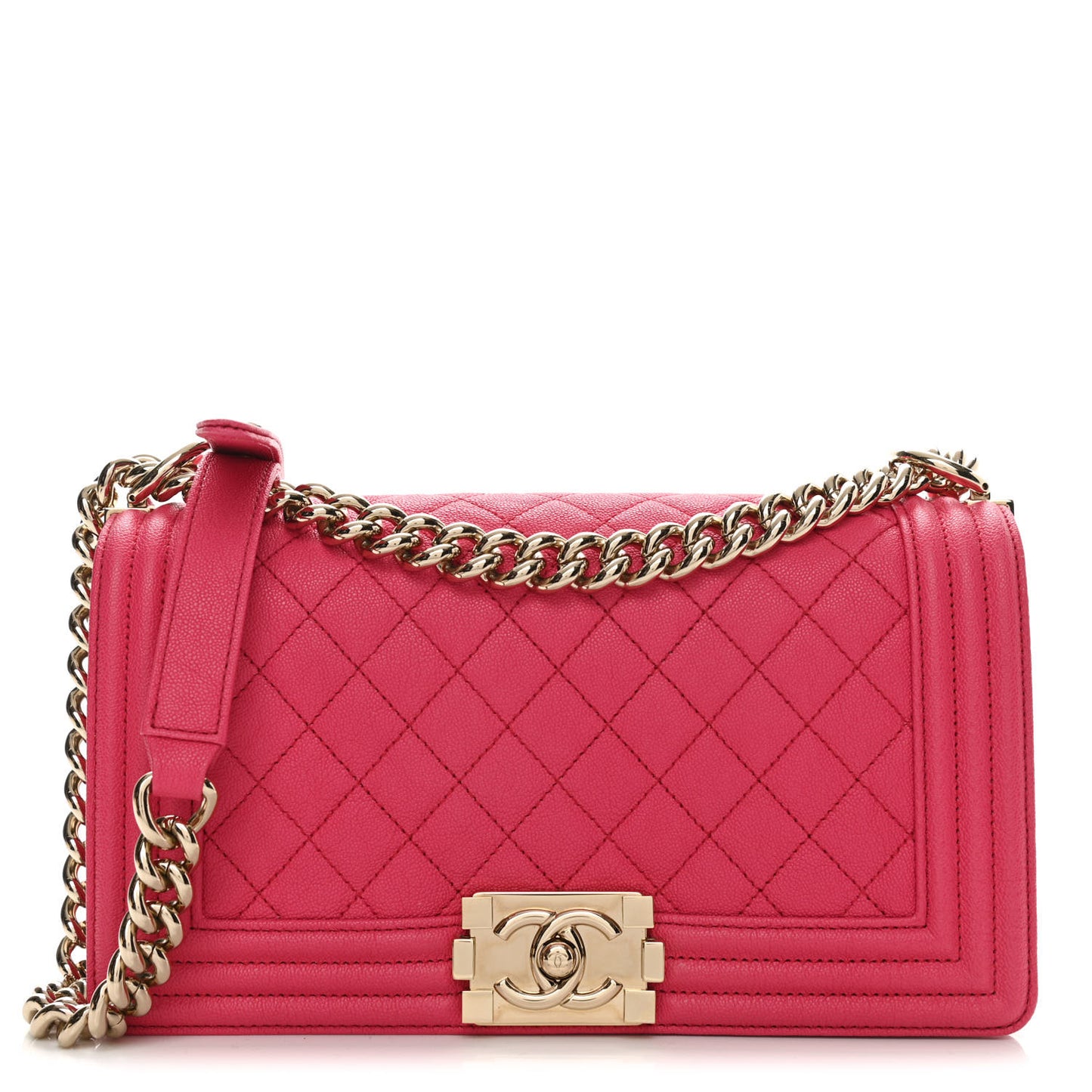 Caviar Quilted Medium Boy Flap Dark Pink