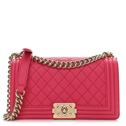 Chanel Caviar Quilted Medium Boy Flap Dark Pink 1 of 12