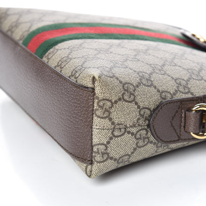 Gucci GG Supreme Monogram Textured Dollar Calfskin Web Small Ophidia Dome Shoulder Bag Beige Ebony New Acero 9 of 14