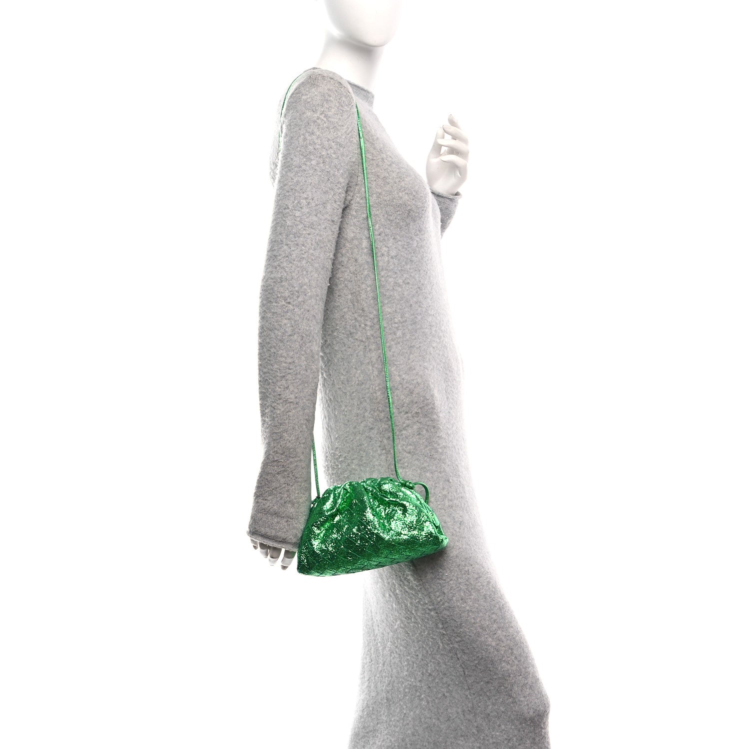 Bottega Veneta Metallic Nappa Intrecciato The Mini Pouch Parakeet 2 of 11