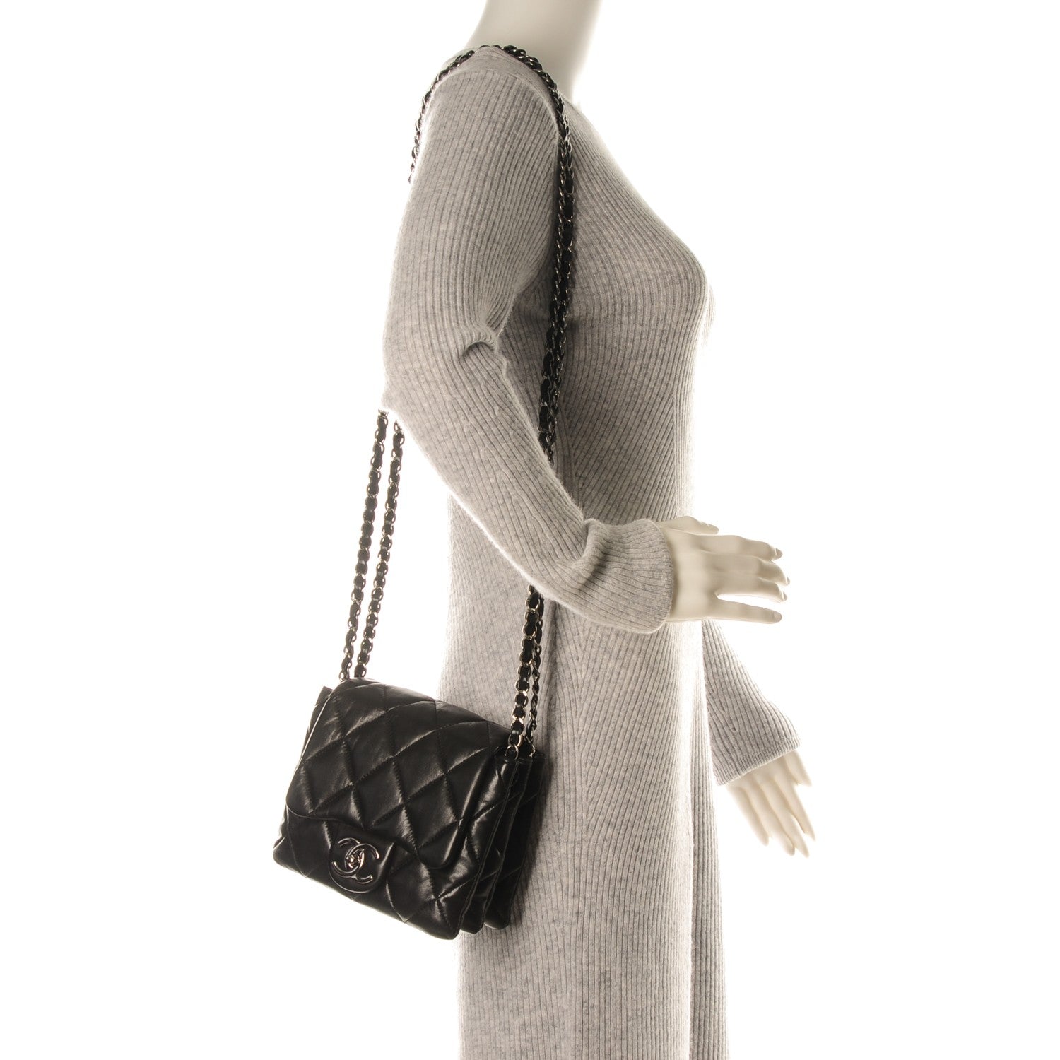 Chanel Lambskin Quilted Mini Chanel 3 Flap Black 2 of 7