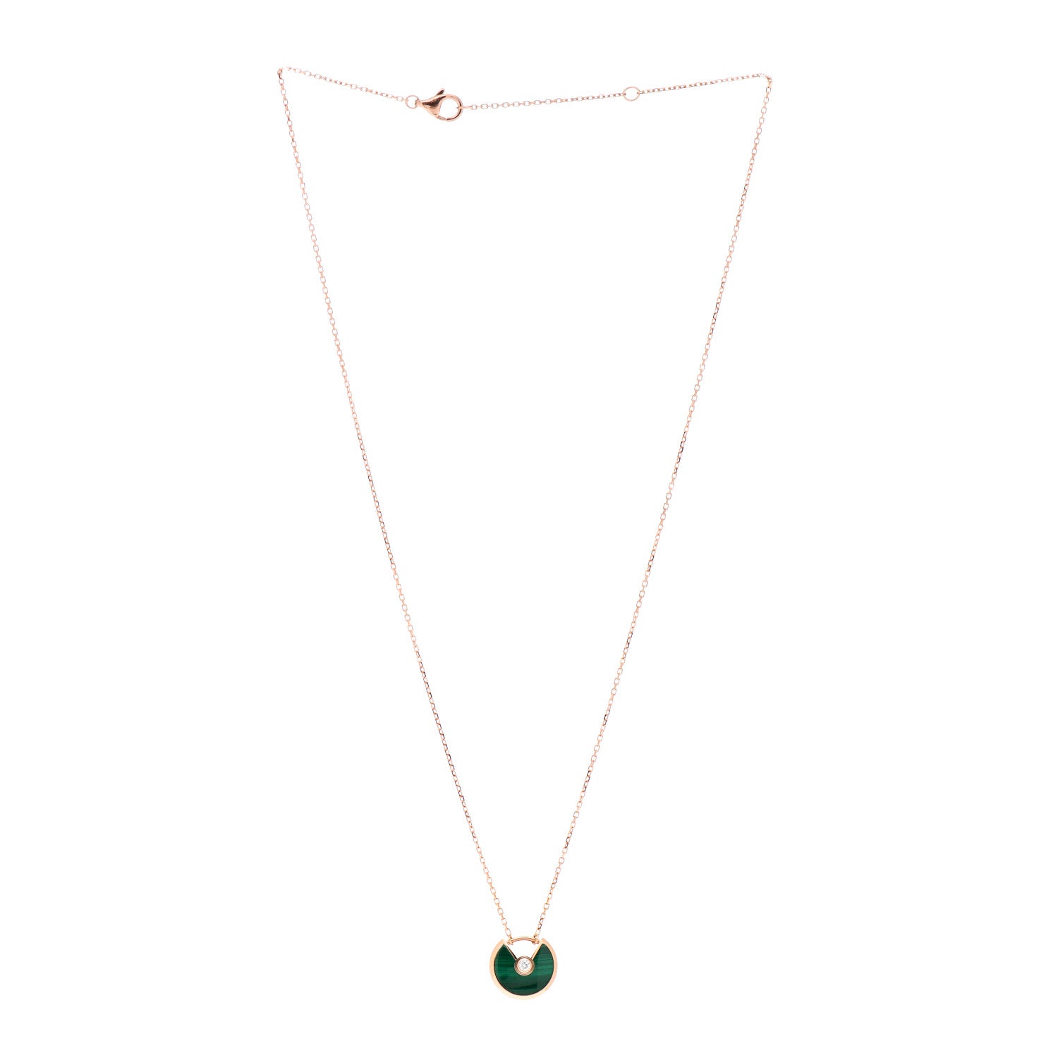 Cartier 18K Pink Gold Diamond Malachite XS Amulette de Cartier Pendant Necklace 3 of 5