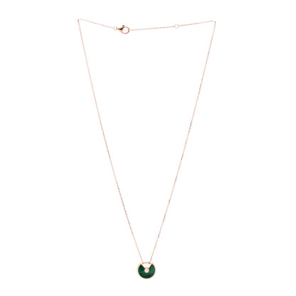 Cartier 18K Pink Gold Diamond Malachite XS Amulette de Cartier Pendant Necklace 3 of 5