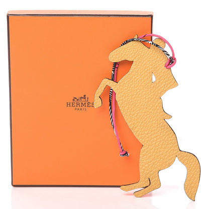Hermes Epsom Togo Petit H Horse And Jockey Bag Charm Rose Confetti Curry 4 of 4