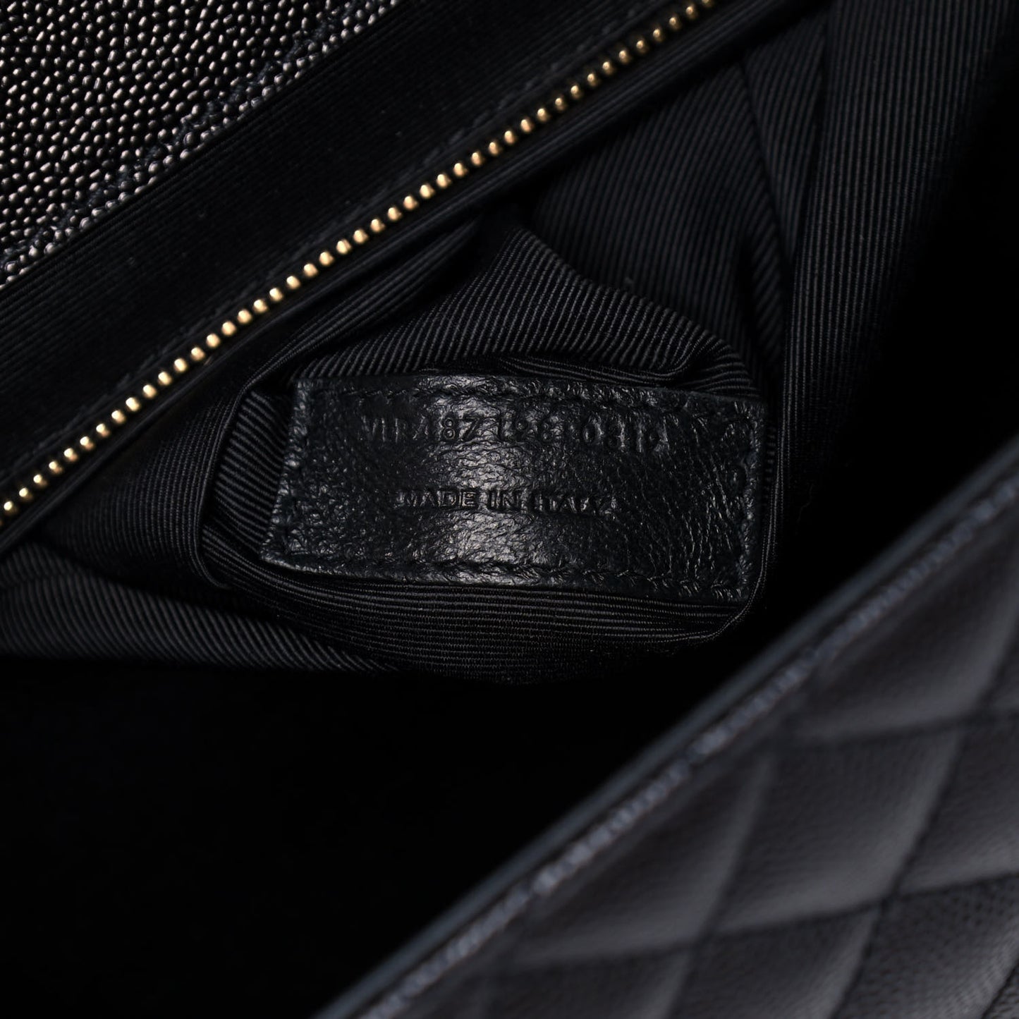 Grain De Poudre Textured Mixed Matelasse Large Triquilt Monogram Satchel Black