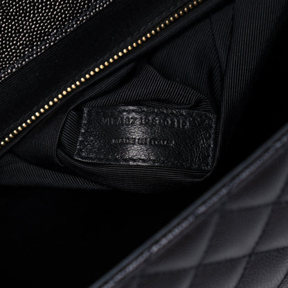Saint Laurent Grain De Poudre Textured Mixed Matelasse Large Triquilt Monogram Satchel Black 6 of 12