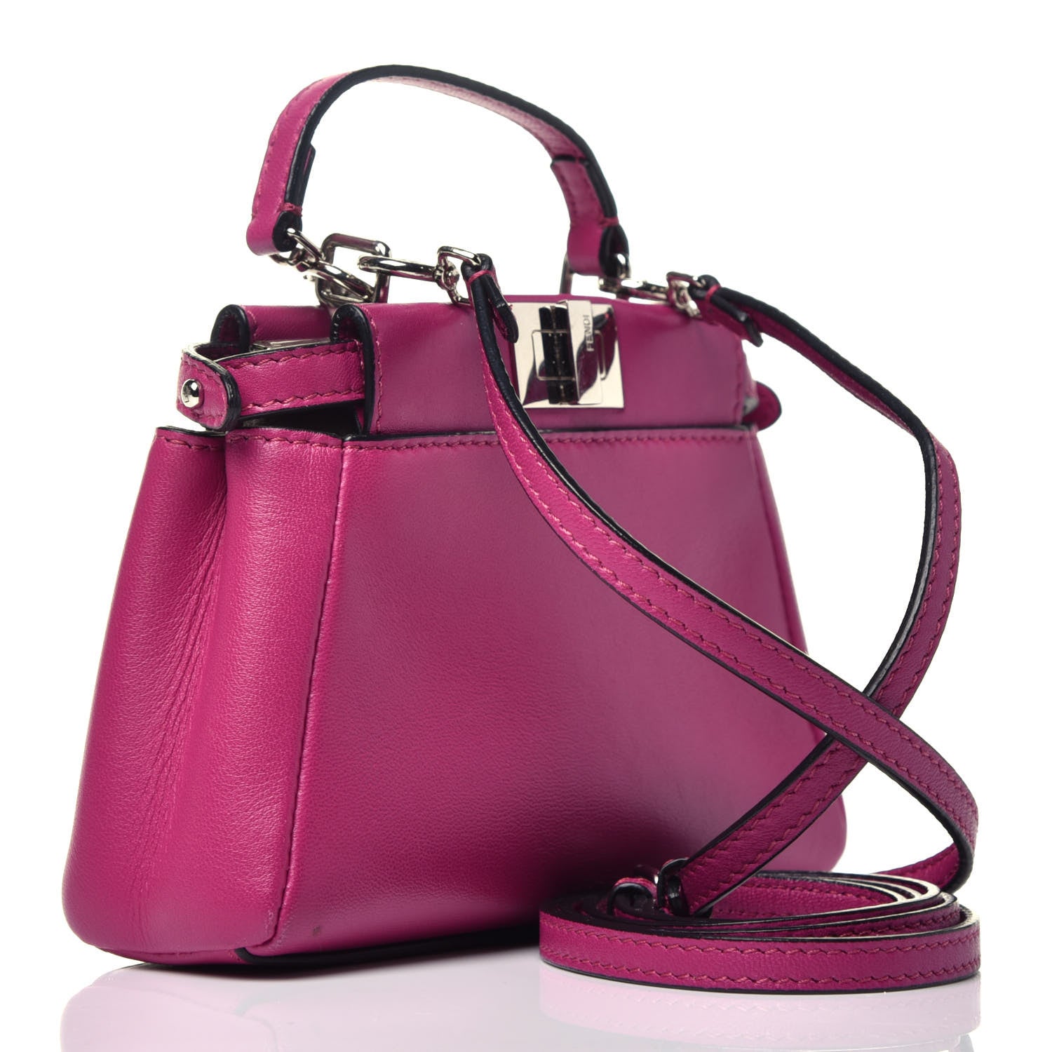 Fendi Nappa Micro Peekaboo Iconic Satchel Magenta 3 of 9