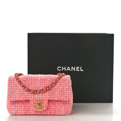 Chanel Tweed Quilted Mini Rectangular Flap Pink Multicolor 12 of 12