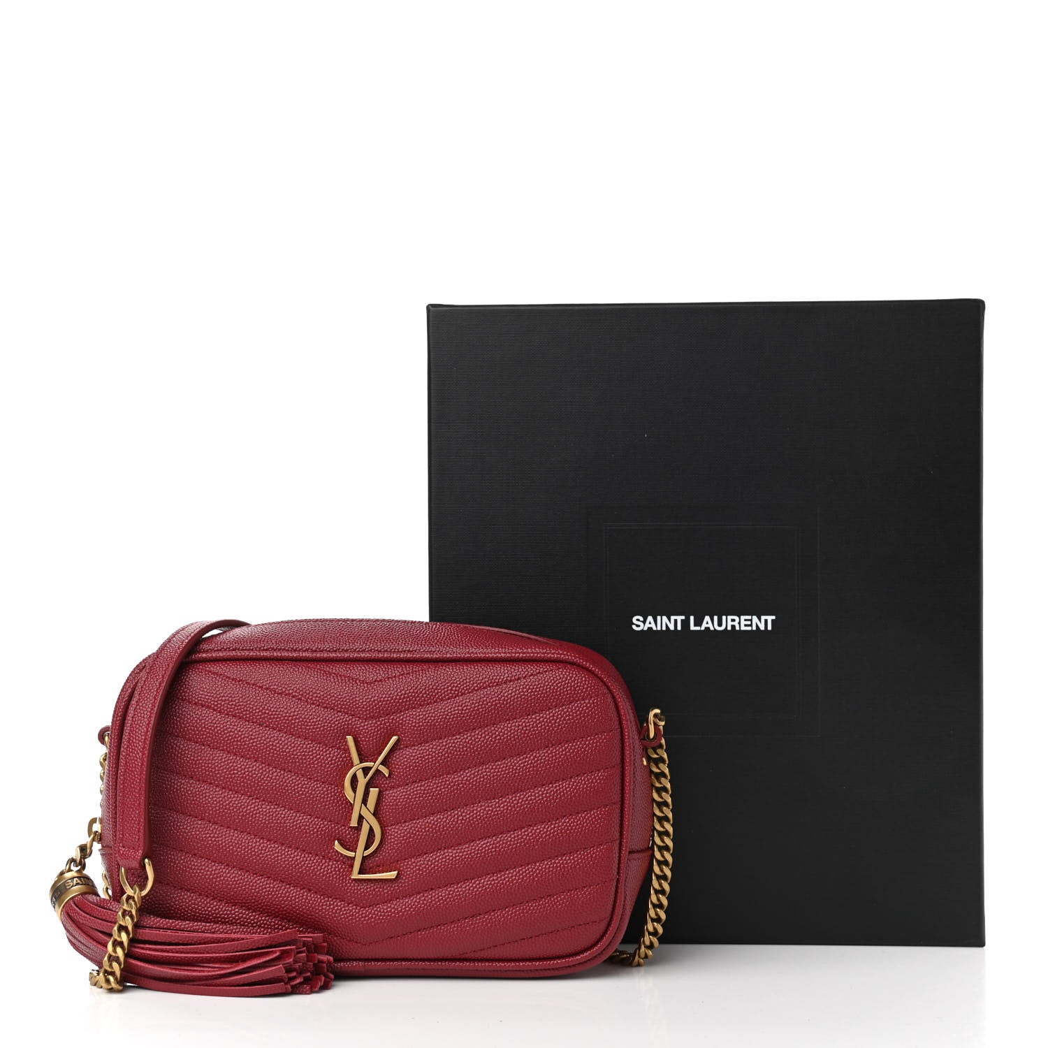 Saint Laurent Grain De Poudre Matelasse Monogram Mini Lou Camera Bag Opyum Red 11 of 11