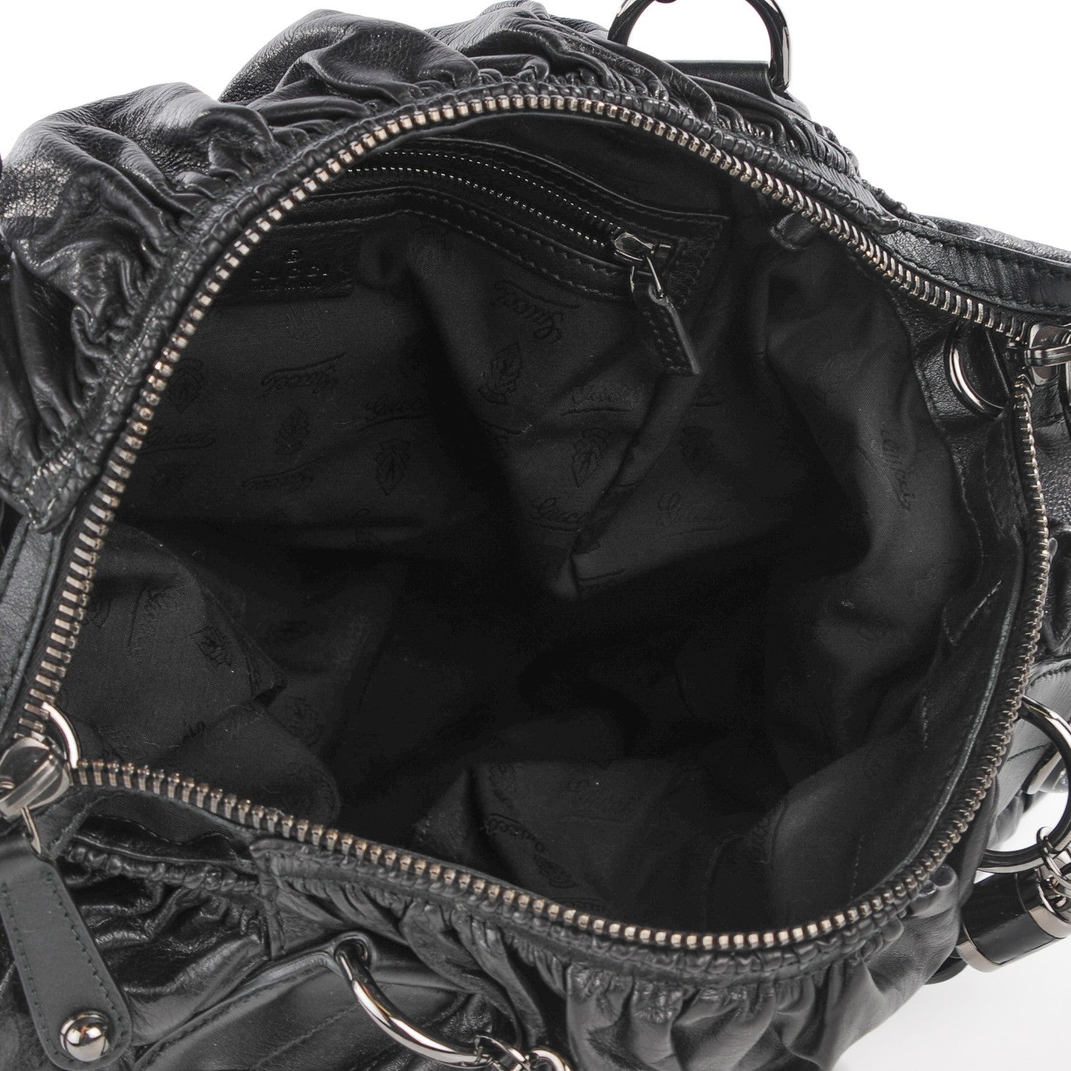 Gucci Ruched Calfskin Shoulder Bag Black 7 of 7