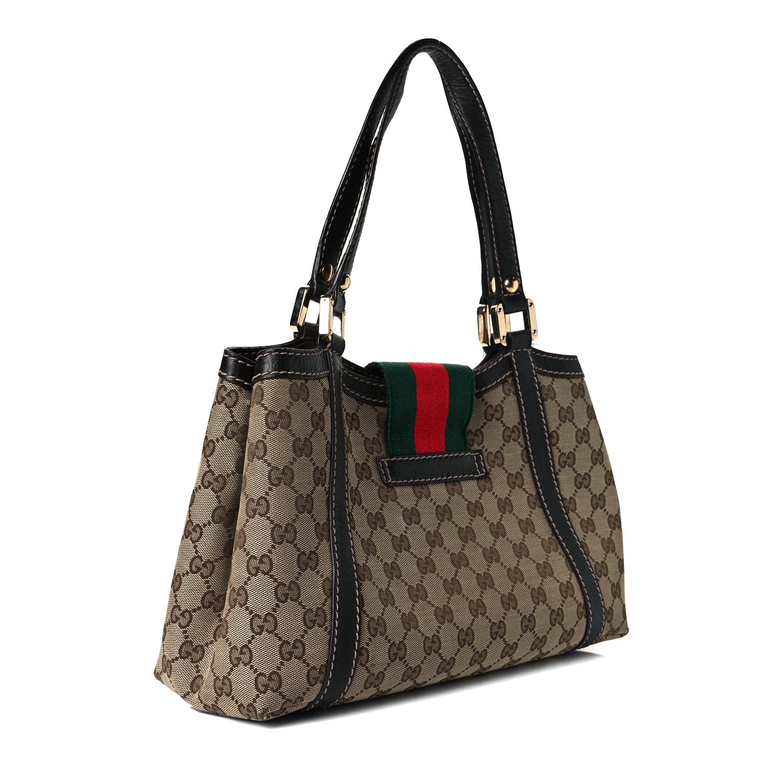 Gucci Monogram Medium New Ladies Web Tote Dark Brown 3 of 7
