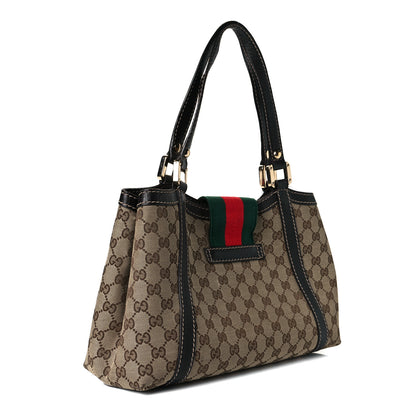 Gucci Monogram Medium New Ladies Web Tote Dark Brown 3 of 7