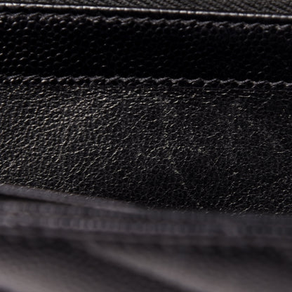 Saint Laurent Grain De Poudre Matelasse Chevron Monogram Flap Wallet Black 11 of 12