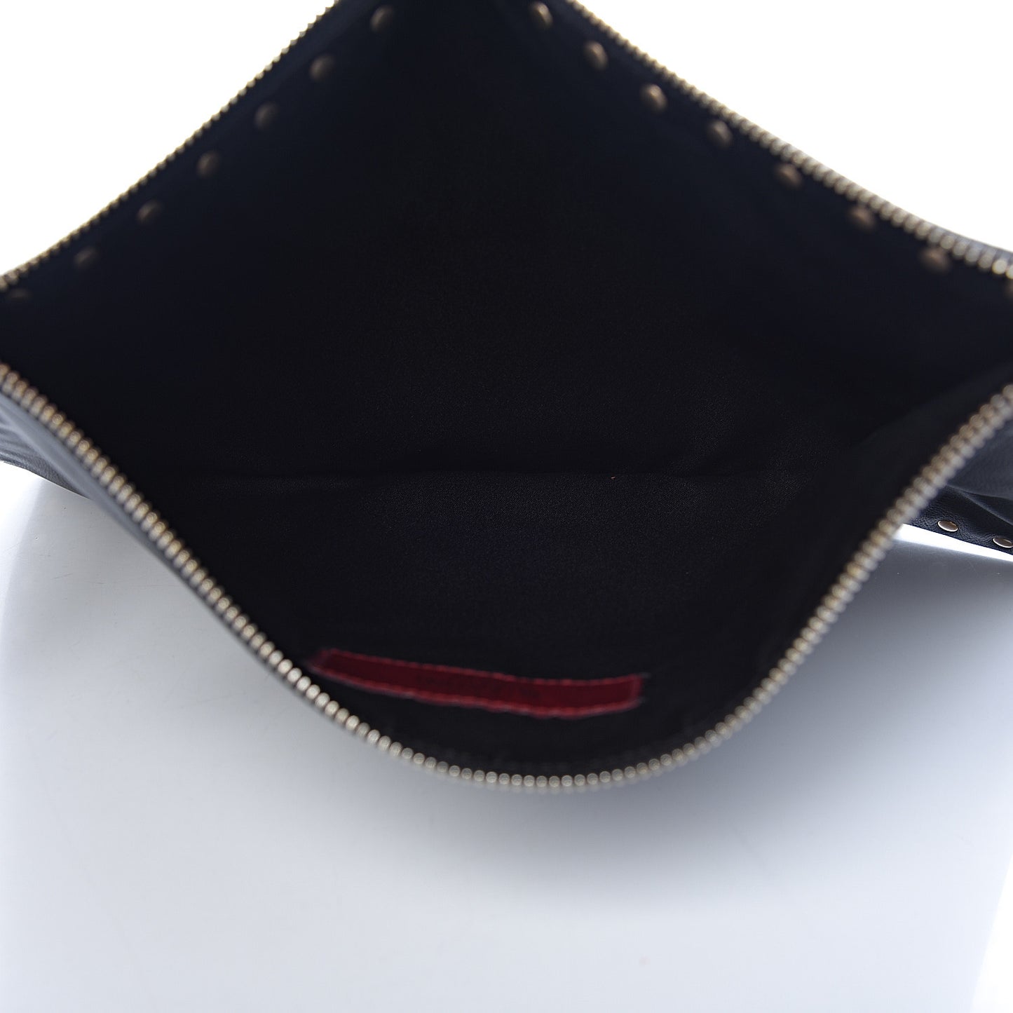 Vitello Large Rockstud Zip Pouch Black