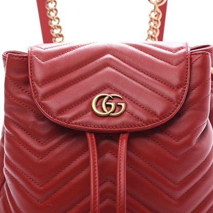 Gucci Calfskin Matelasse GG Marmont Flap Backpack Hibiscus Red 9 of 10