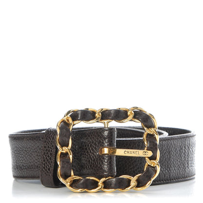Chanel Caviar Chain Belt 65 26 Dark Brown 1 of 5