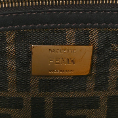 Fendi Fabric Jacquard FF 1974 Large Baguette Tobacco Moro Black 6 of 8
