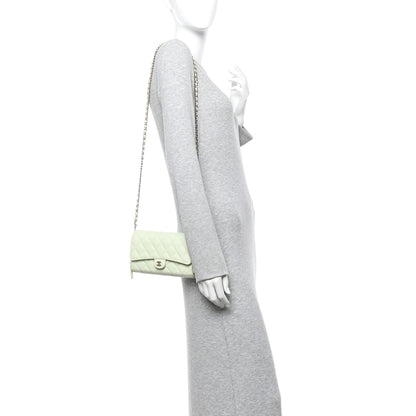 Chanel Caviar Quilted Phone Holder Wallet on Removable Chain Light Green 2 of 12