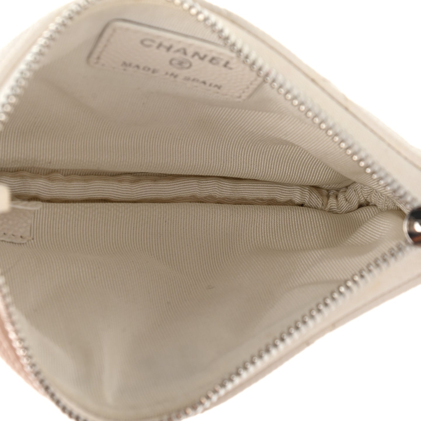 Caviar Quilted Small Cosmetic Case White