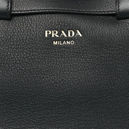 Prada Soft Grain Calfskin Small Double Belt Tote Black 7 of 9