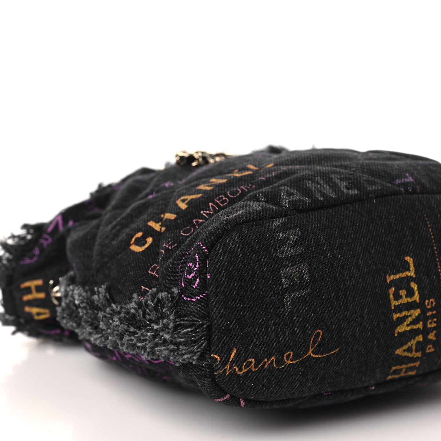 Denim Quilted Mood Small Bucket With Chain Black Multicolor