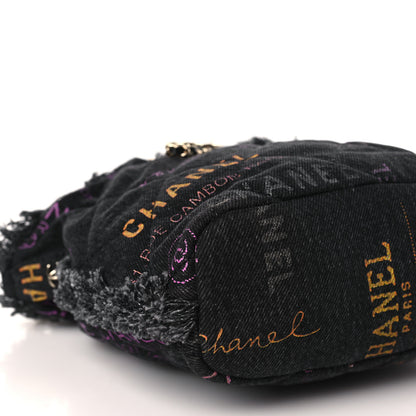 Chanel Denim Quilted Mood Small Bucket With Chain Black Multicolor 8 of 9