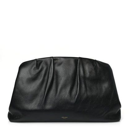 Celine Calfskin Pleated French Lock Clutch Black 1 of 11
