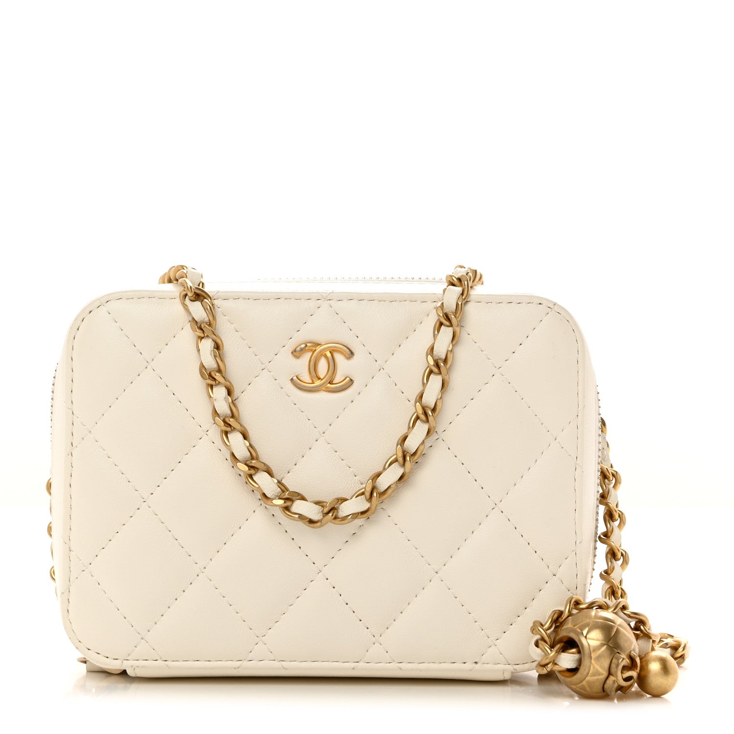 Chanel Lambskin Quilted CC Pearl Crush Camera Case White 1 of 10