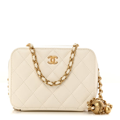 Chanel Lambskin Quilted CC Pearl Crush Camera Case White 1 of 10