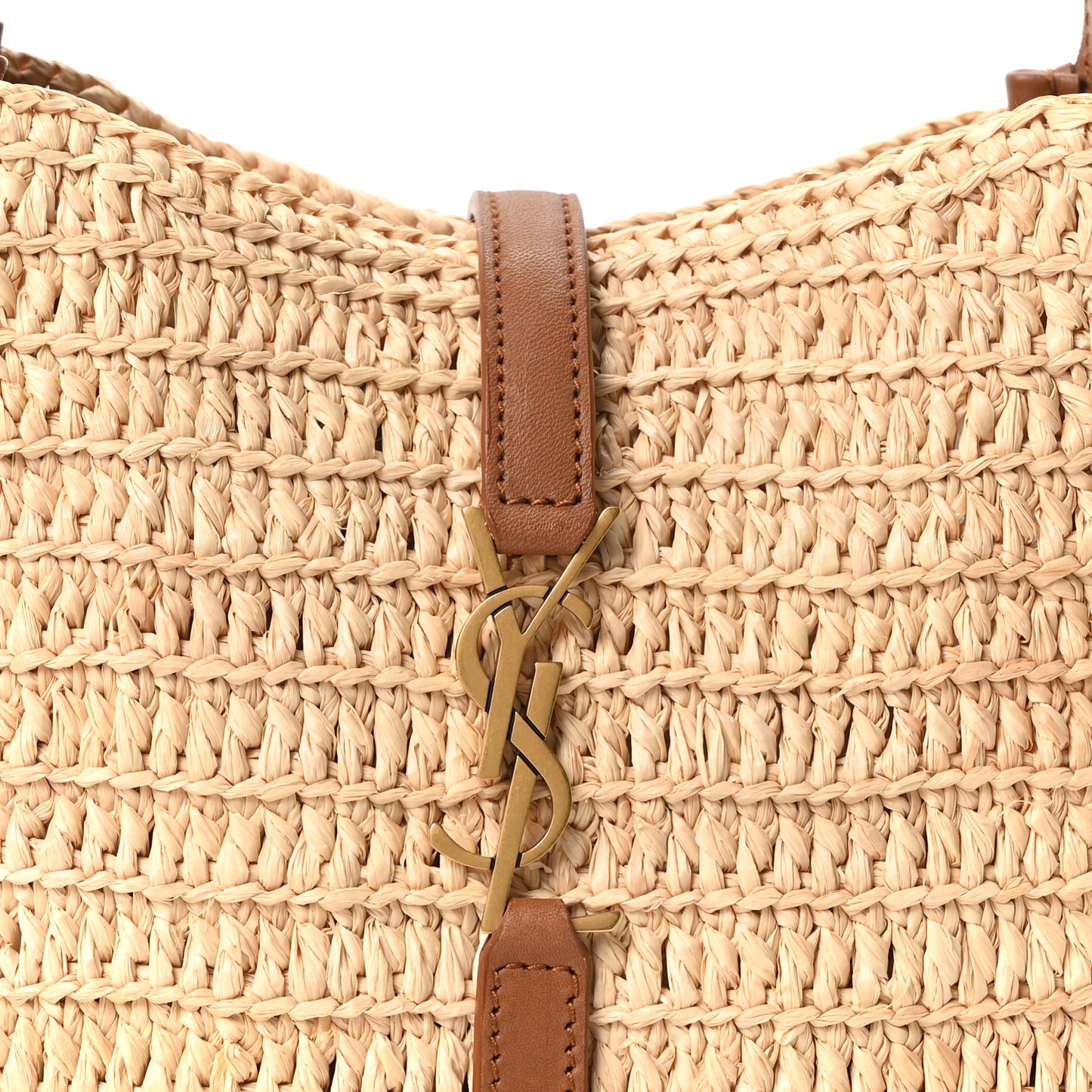 Raffia Calfskin Le 5 A 7 Baby Hobo Natural Brick