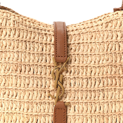 Saint Laurent Raffia Calfskin Le 5 A 7 Baby Hobo Natural Brick 8 of 10
