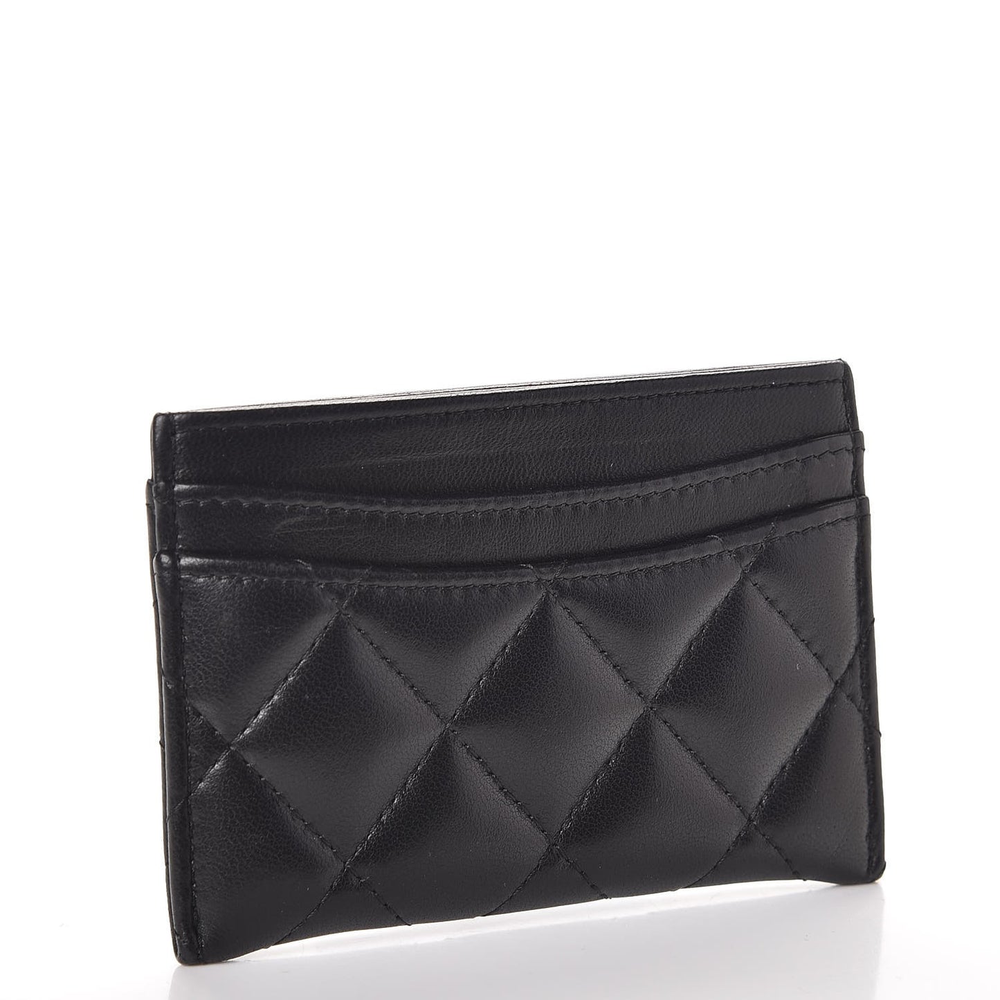Lambskin Quilted Card Holder Black