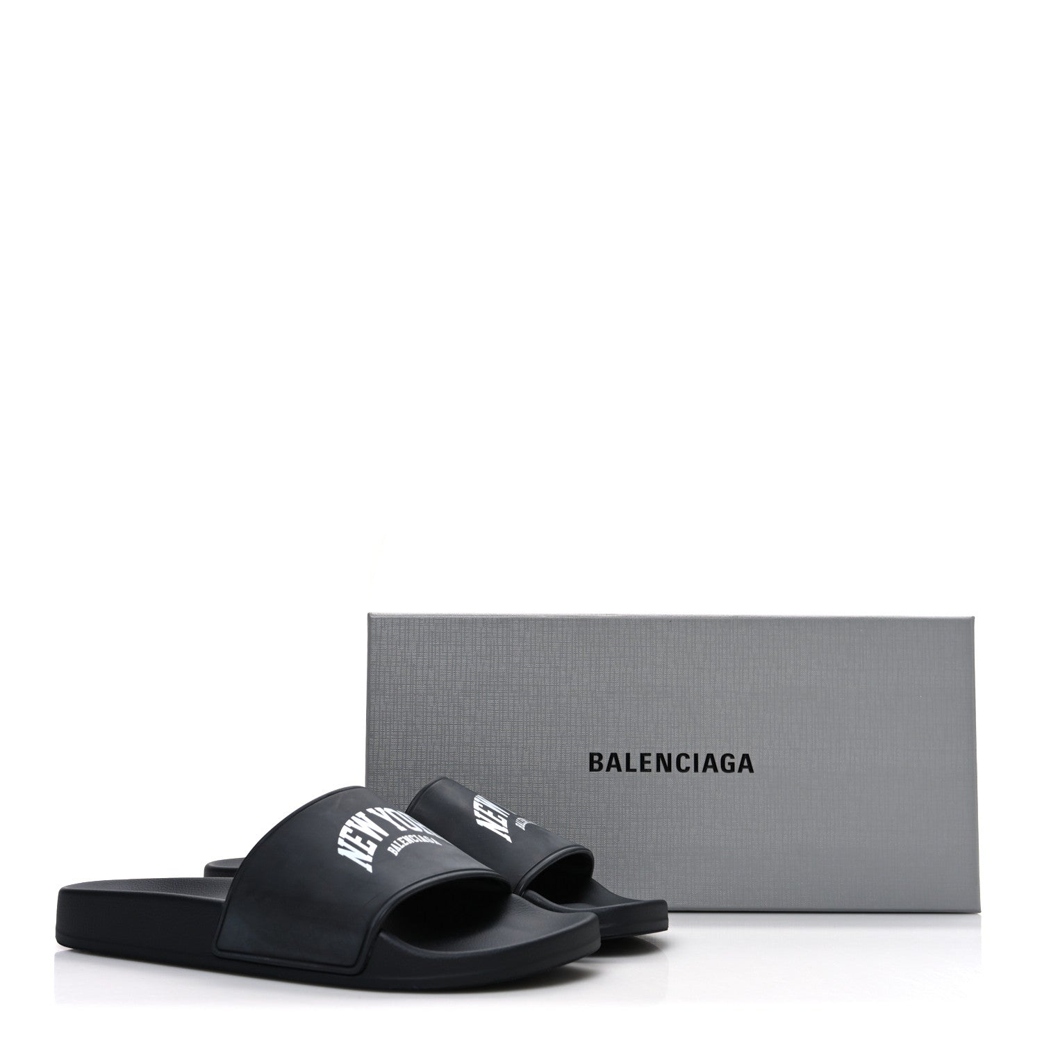 Balenciaga Rubber New York Womens Pool Slide Sandals 39 Black 10 of 10