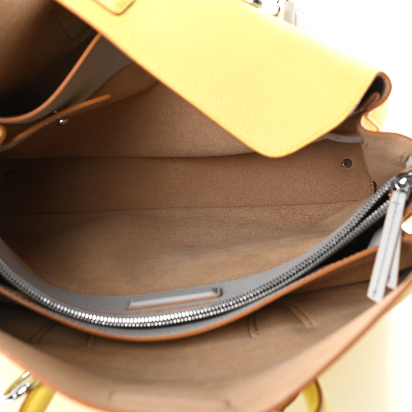 Grained Calfskin Medium Milla Tote Custard Yellow