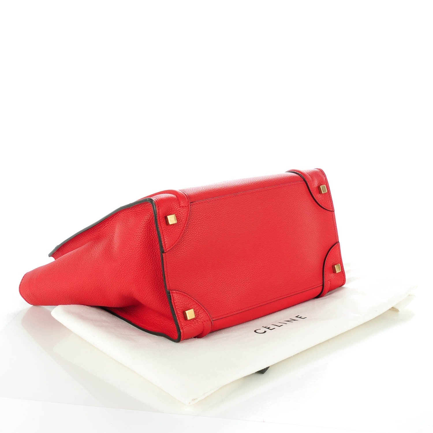 Celine Drummed Calfskin Mini Luggage Coquelicot 4 of 8