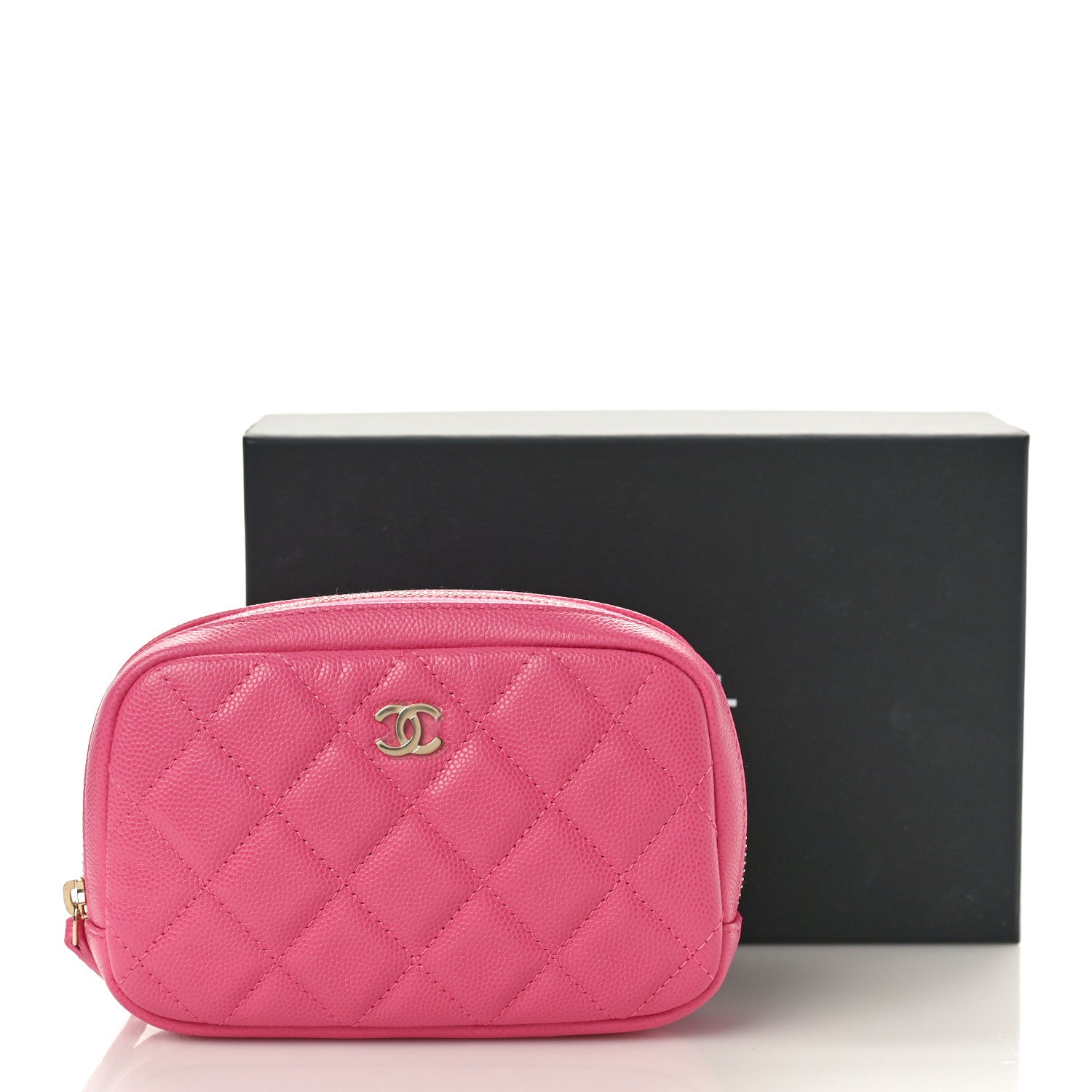 Chanel Caviar Quilted Small Curvy Pouch Cosmetic Case Pink 9 of 9