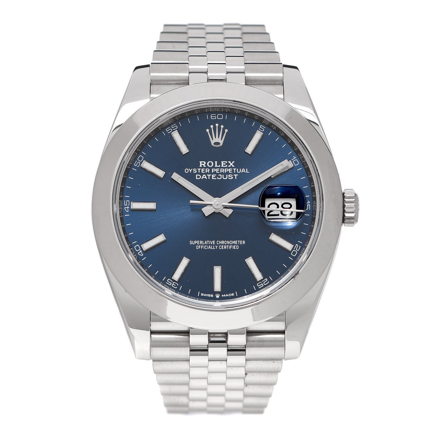 Stainless Steel 41mm Oyster Perpetual Datejust Watch Blue 126300