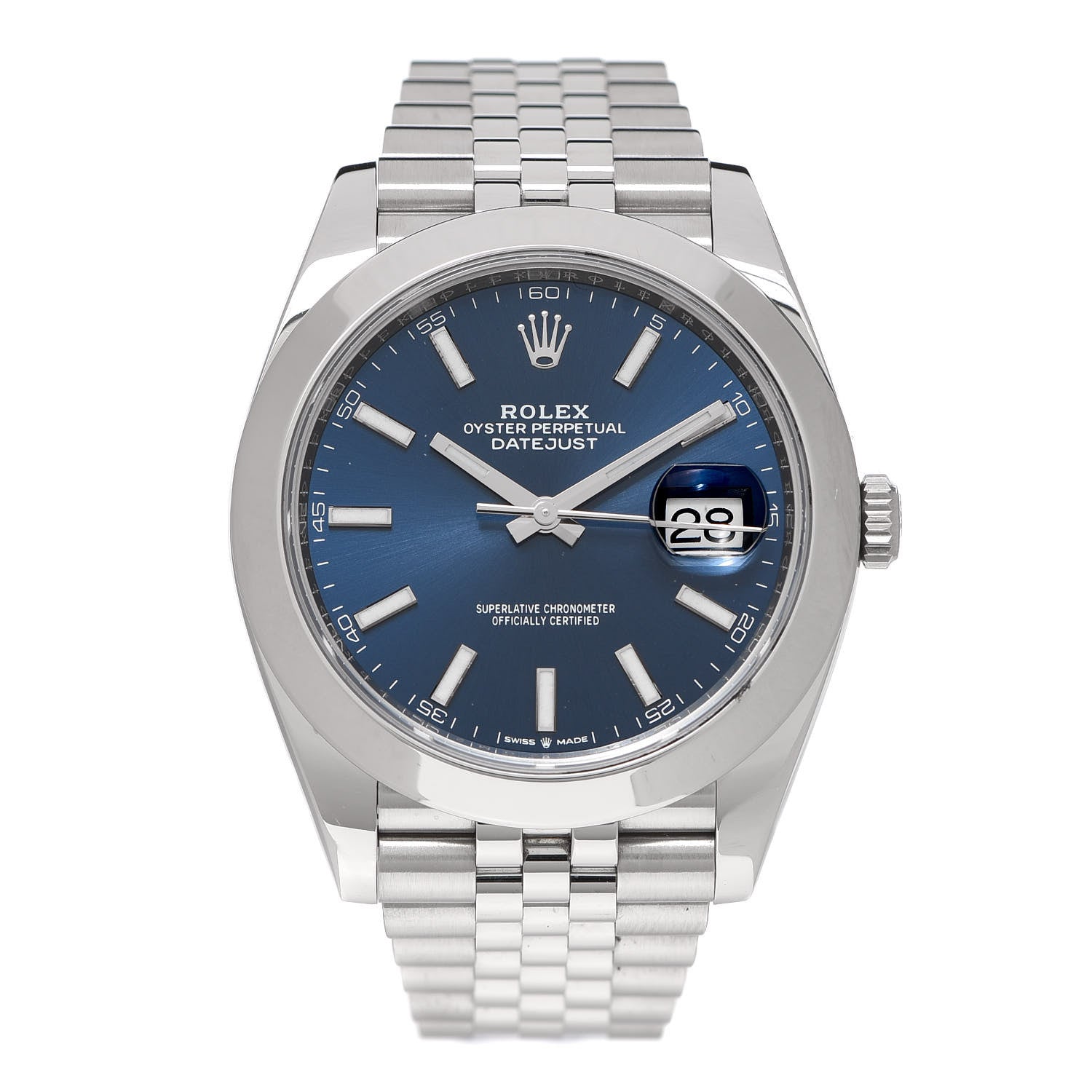 Rolex Stainless Steel 41mm Oyster Perpetual Datejust Watch Blue 126300 1 of 5