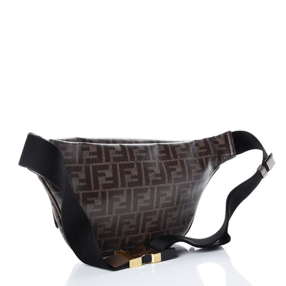 Fendi X FILA Glazed Fabric Vitello Century FF 1974 Mania Belt Bag Mogano Panna White 3 of 13