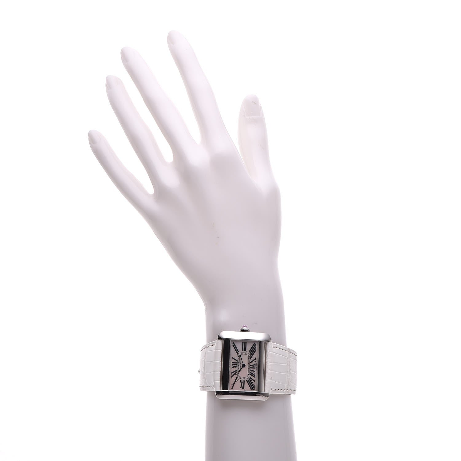 Cartier Stainless Steel Alligator 32mm Tank Divan Quartz Watch White 2 of 13