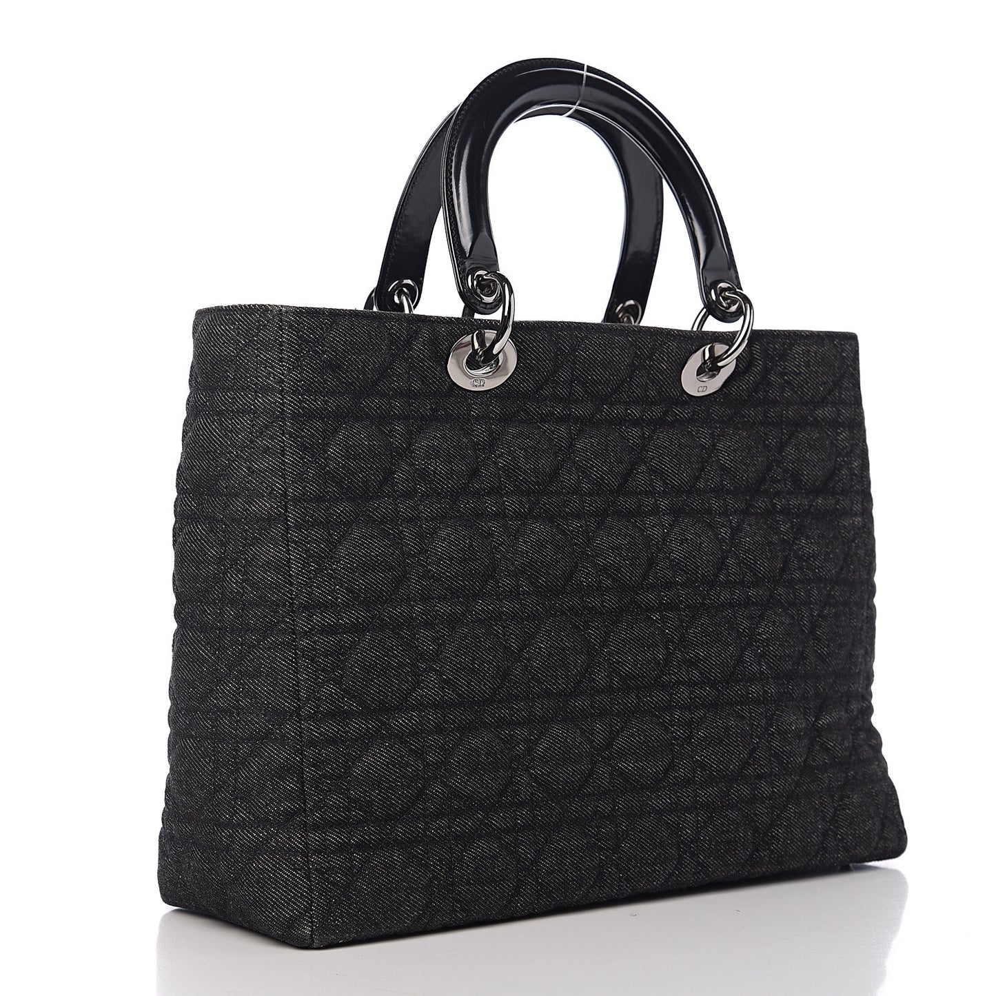 Denim Cannage Large Lady Dior Black
