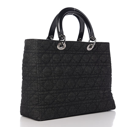 Christian Dior Denim Cannage Large Lady Dior Black 2 of 9