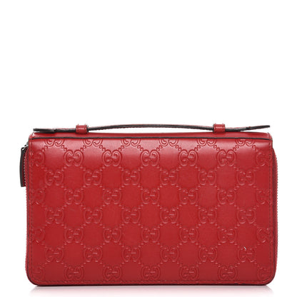 Gucci Guccissima Signature Travel Document Case Hibiscus Red 1 of 9