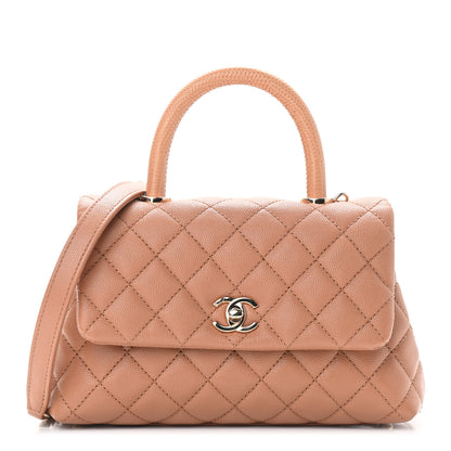 Chanel Caviar Lizard Embossed Quilted Mini Coco Handle Flap Brown 1 of 9