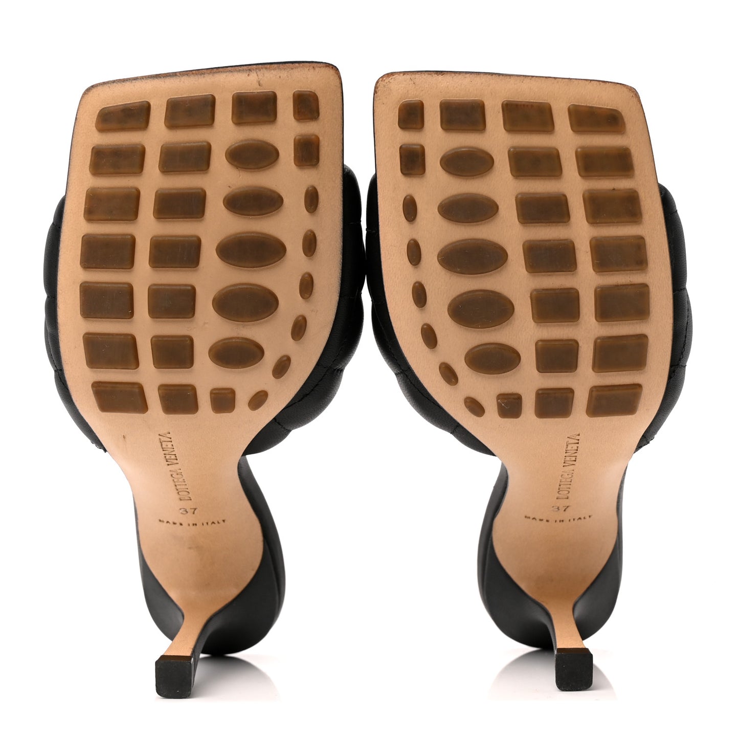 Nappa Matelasse Padded Mule Sandals 37 Black