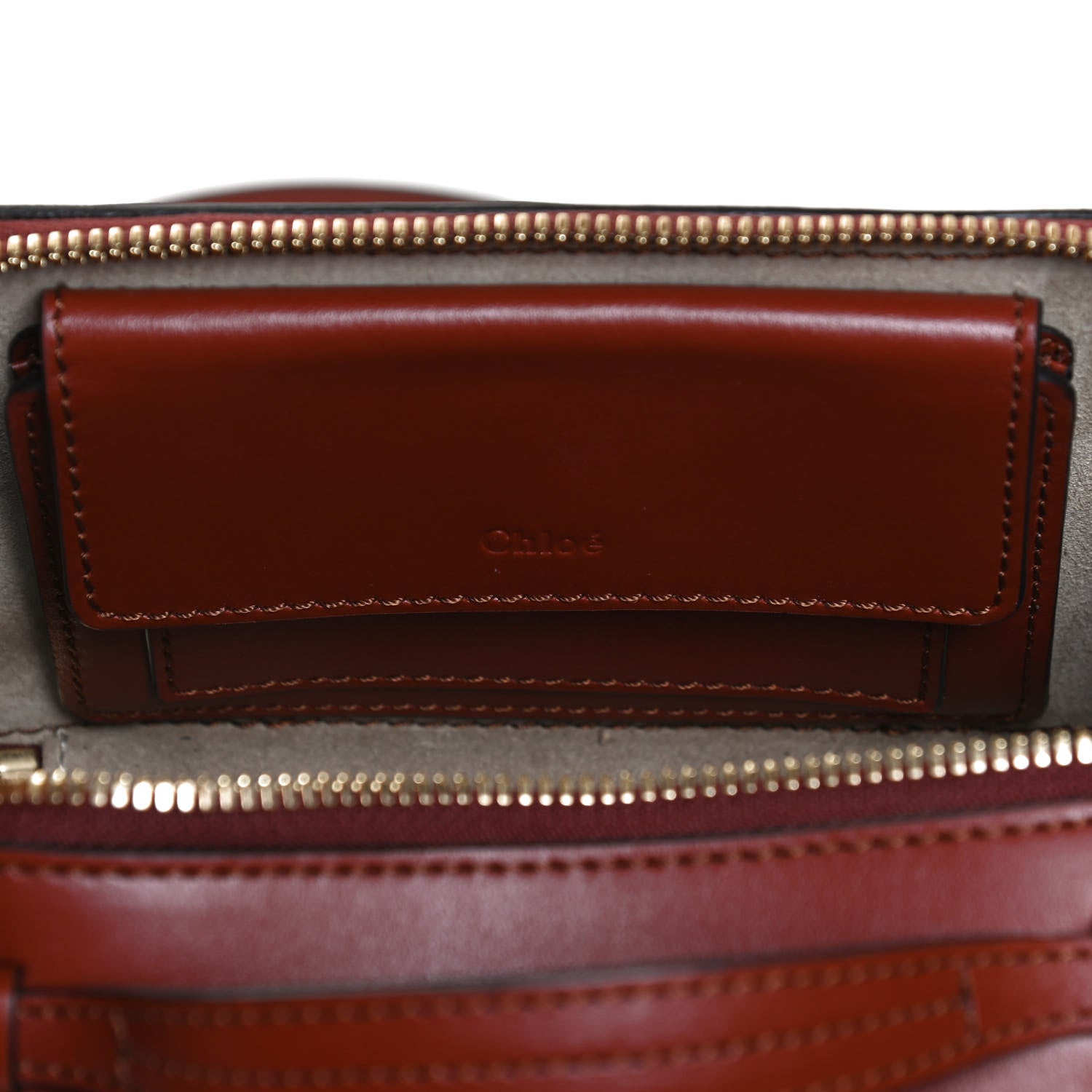 Chloe Shiny Calfskin Mini Vanity C Bag Sepia Brown 6 of 14