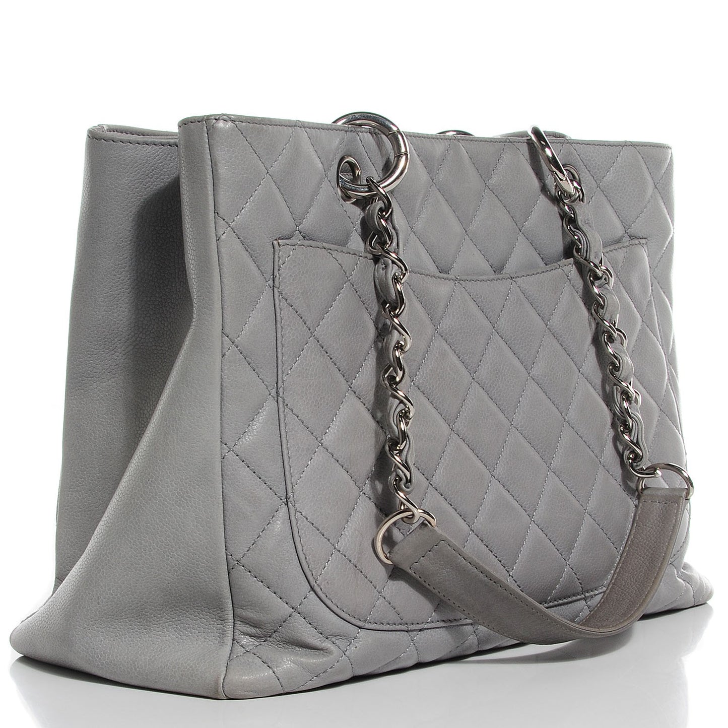 Caviar Quilted Grand Shopping Tote GST Light Grey