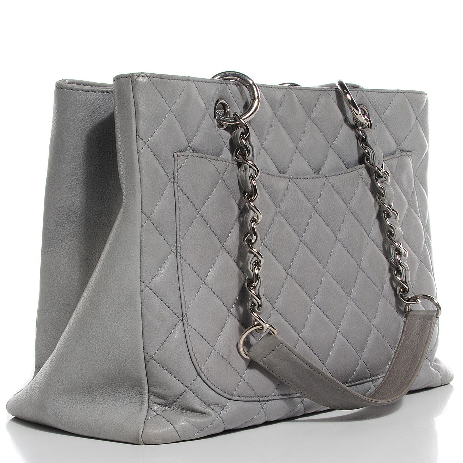 Chanel Caviar Quilted Grand Shopping Tote GST Light Grey 3 of 7