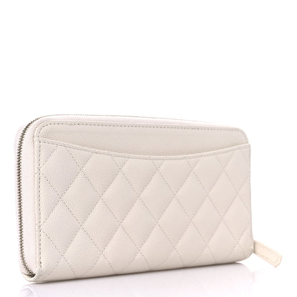 Chanel Caviar Quilted Large Gusset Zip Around Wallet White 3 of 17