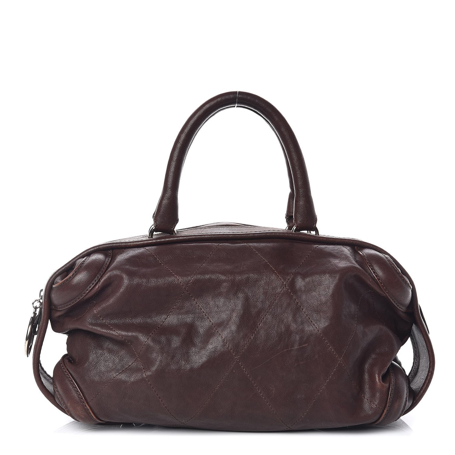 Chanel Calfskin Stitched Outdoor Ligne Bowler Brown 1 of 9